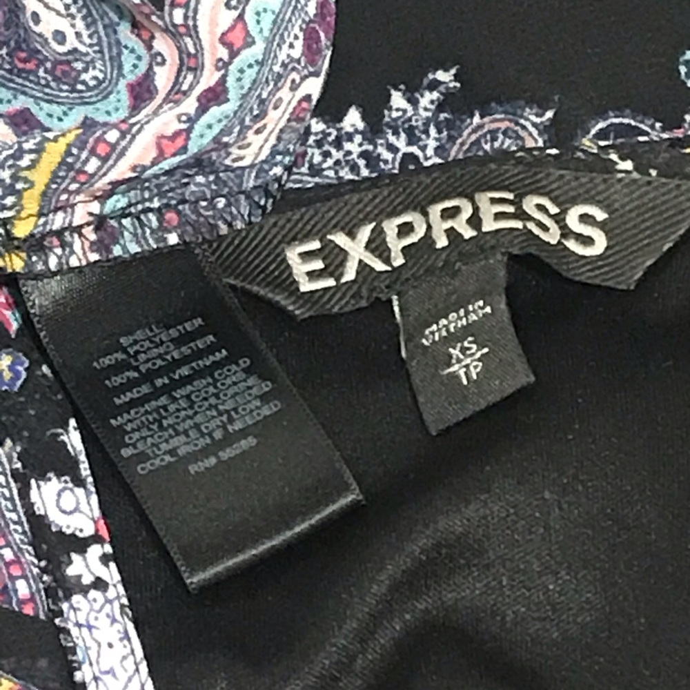 Express paisley print 3/4 sl chiffon dress - Picture 4 of 8